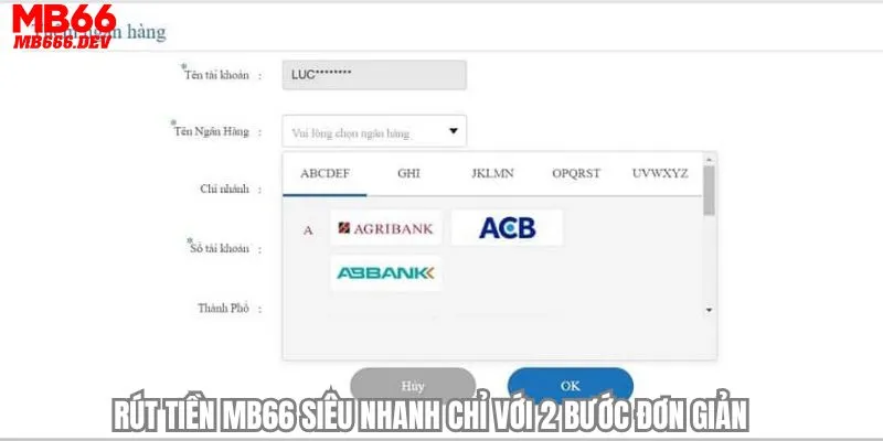 Rút tiền MB66 siêu nhanh chỉ với 2 bước đơn giản